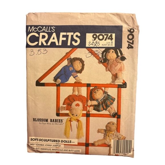 McCalls Crafts 9074 Blossom Babies Soft-Sculptured Dolls & Wardrobe Pattern - Picture 1 of 2